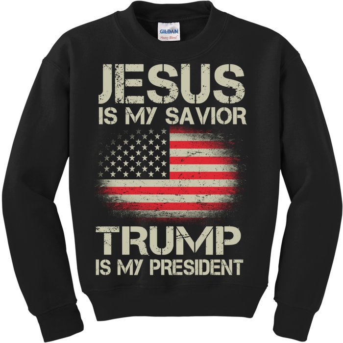 Jesus Is My Savior Trump Is My President Kids Sweatshirt