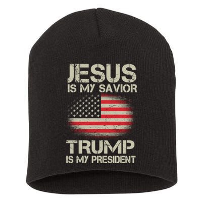 Jesus Is My Savior Trump Is My President Short Acrylic Beanie