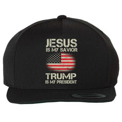 Jesus Is My Savior Trump Is My President Wool Snapback Cap