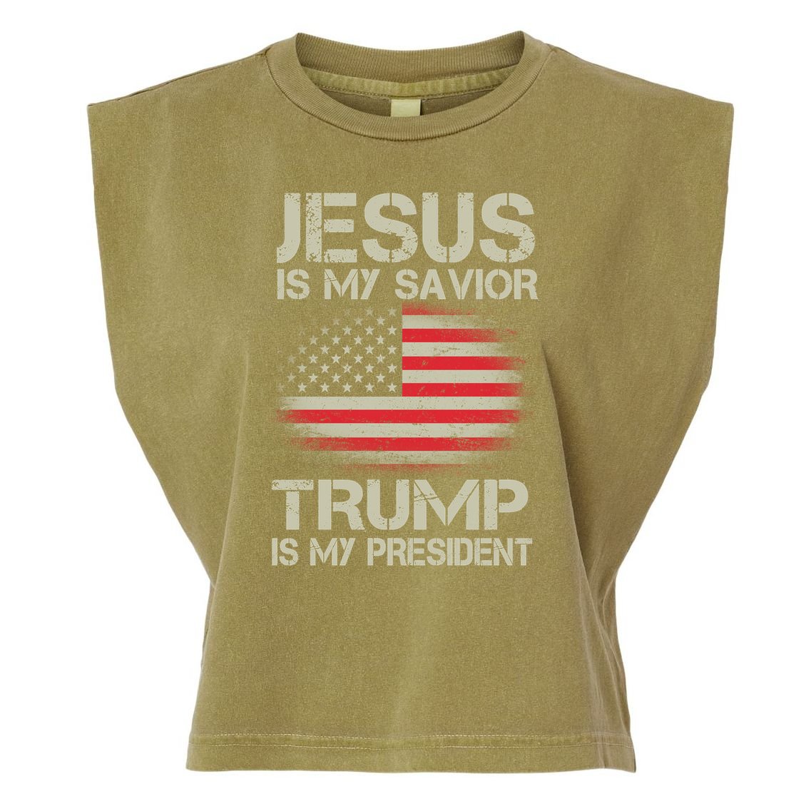 Jesus Is My Savior Trump Is My President Garment-Dyed Women's Muscle Tee