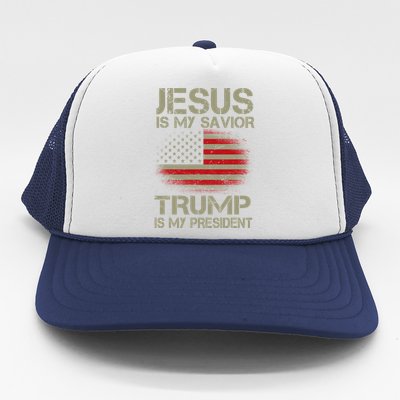 Jesus Is My Savior Trump Is My President Trucker Hat