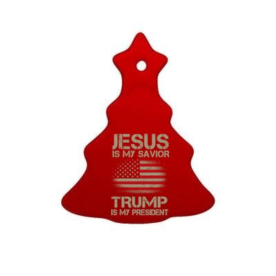 Jesus Is My Savior Trump Is My President Ceramic Tree Ornament