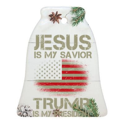 Jesus Is My Savior Trump Is My President Ceramic Bell Ornament