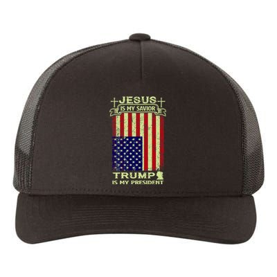 Jesus Is My Savior Trump Is My President 2020 Yupoong Adult 5-Panel Trucker Hat