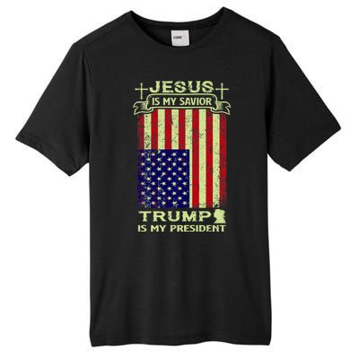 Jesus Is My Savior Trump Is My President 2020 Tall Fusion ChromaSoft Performance T-Shirt