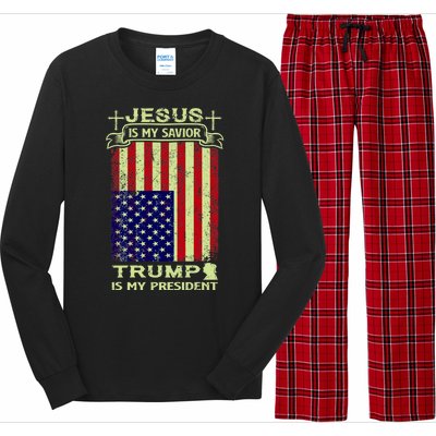 Jesus Is My Savior Trump Is My President 2020 Long Sleeve Pajama Set