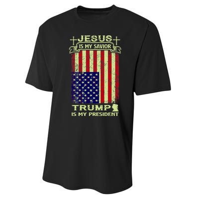 Jesus Is My Savior Trump Is My President 2020 Performance Sprint T-Shirt