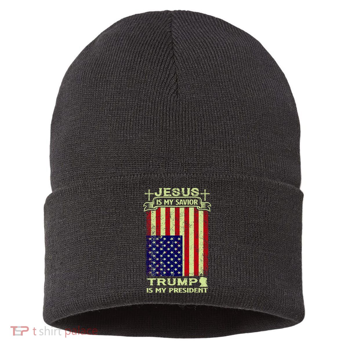 Jesus Is My Savior Trump Is My President 2020 Sustainable Knit Beanie