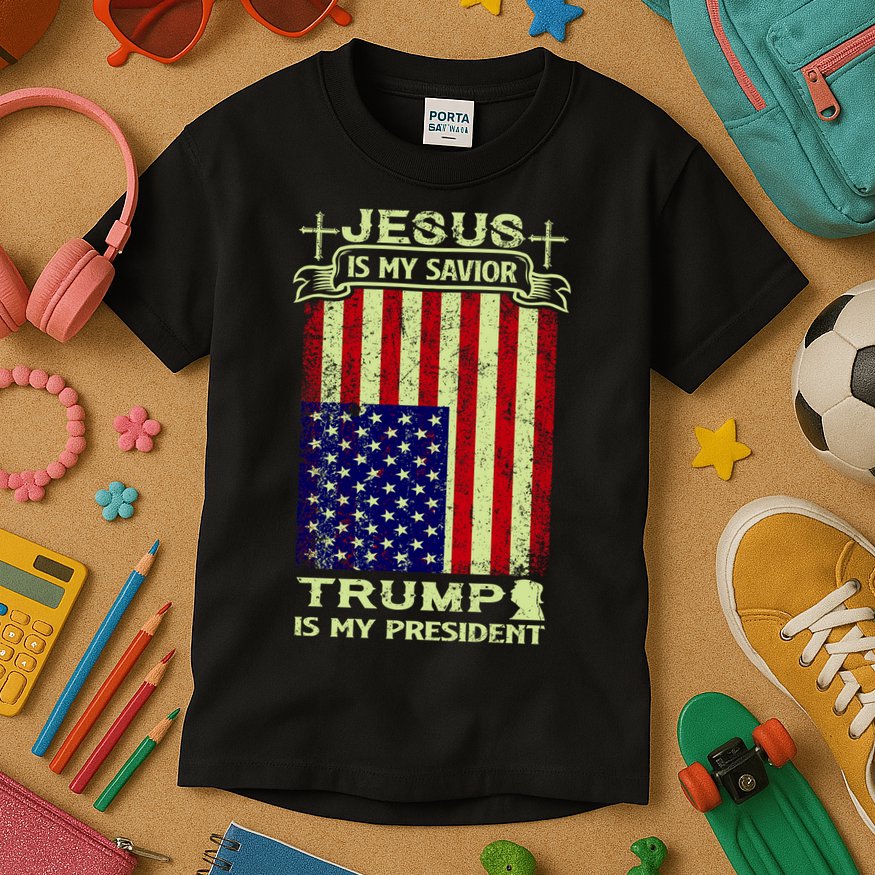 Jesus Is My Savior Trump Is My President 2020 Kids T-Shirt