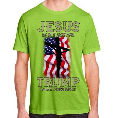 Jesus Is My Savior Trump Is My President American Cross Adult ChromaSoft Performance T-Shirt