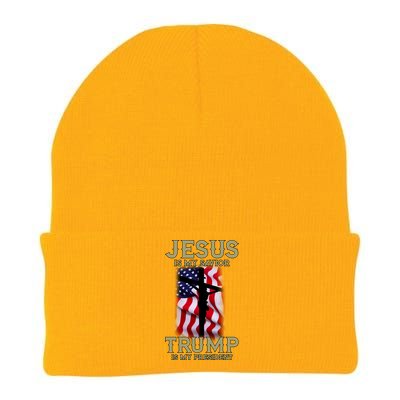 Jesus Is My Savior Trump Is My President American Cross Knit Cap Winter Beanie