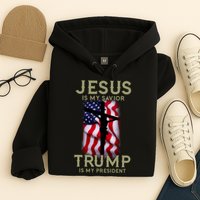 Jesus Is My Savior Trump Is My President American Cross Hoodie