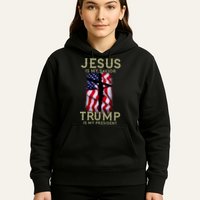 Jesus Is My Savior Trump Is My President American Cross Hoodie