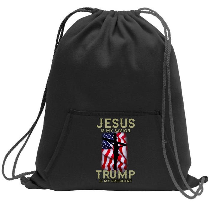 Jesus Is My Savior Trump Is My President American Cross Sweatshirt Cinch Pack Bag