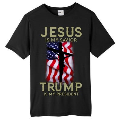 Jesus Is My Savior Trump Is My President American Cross Tall Fusion ChromaSoft Performance T-Shirt