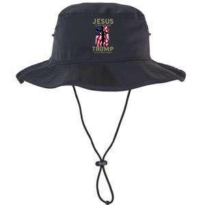 Jesus Is My Savior Trump Is My President American Cross Legacy Cool Fit Booney Bucket Hat