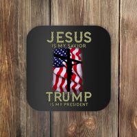 Jesus Is My Savior Trump Is My President American Cross Coaster