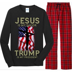 Jesus Is My Savior Trump Is My President American Cross Long Sleeve Pajama Set