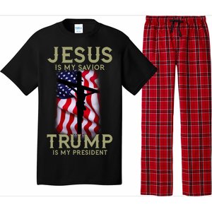 Jesus Is My Savior Trump Is My President American Cross Pajama Set