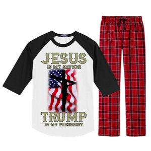 Jesus Is My Savior Trump Is My President American Cross Raglan Sleeve Pajama Set