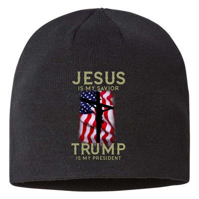 Jesus Is My Savior Trump Is My President American Cross Sustainable Beanie