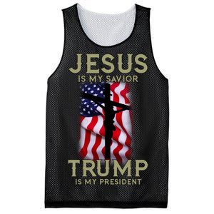 Jesus Is My Savior Trump Is My President American Cross Mesh Reversible Basketball Jersey Tank