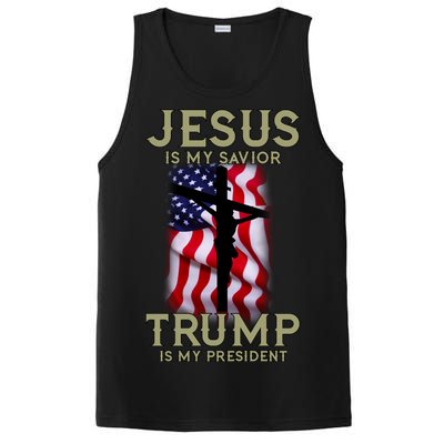 Jesus Is My Savior Trump Is My President American Cross PosiCharge Competitor Tank