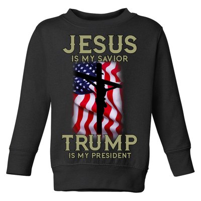 Jesus Is My Savior Trump Is My President American Cross Toddler Sweatshirt