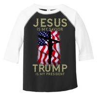 Jesus Is My Savior Trump Is My President American Cross Toddler Fine Jersey T-Shirt