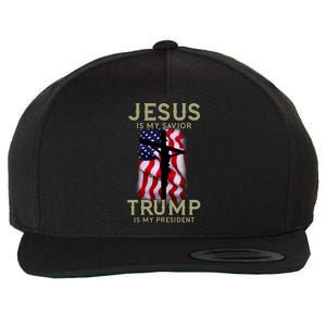 Jesus Is My Savior Trump Is My President American Cross Wool Snapback Cap