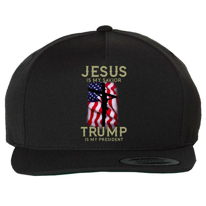 Jesus Is My Savior Trump Is My President American Cross Wool Snapback Cap