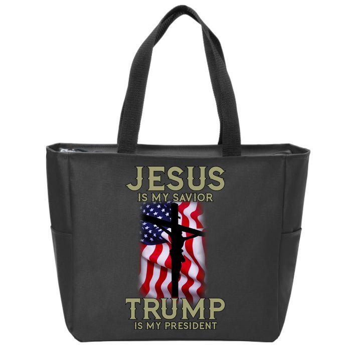 Jesus Is My Savior Trump Is My President American Cross Zip Tote Bag