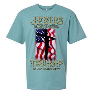 Jesus Is My Savior Trump Is My President American Cross Sueded Cloud Jersey T-Shirt