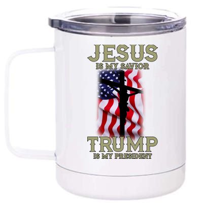 Jesus Is My Savior Trump Is My President American Cross 12 oz Stainless Steel Tumbler Cup