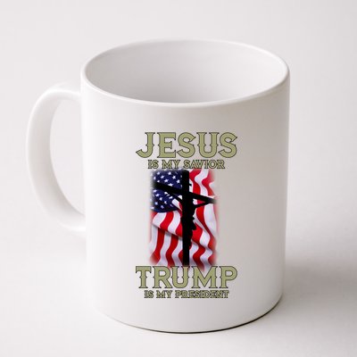 Jesus Is My Savior Trump Is My President American Cross Coffee Mug