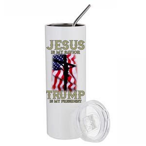 Jesus Is My Savior Trump Is My President American Cross Stainless Steel Tumbler