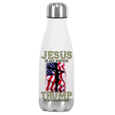 Jesus Is My Savior Trump Is My President American Cross Stainless Steel Insulated Water Bottle