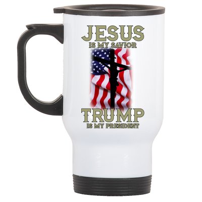 Jesus Is My Savior Trump Is My President American Cross Stainless Steel Travel Mug