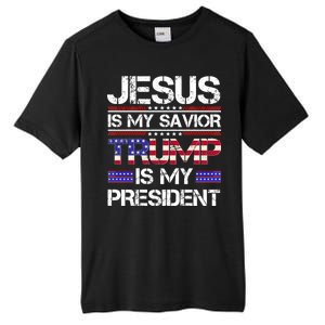 Jesus Is My Savior Trump Is My President Christian Tall Fusion ChromaSoft Performance T-Shirt