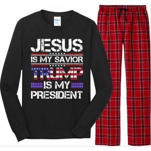 Jesus Is My Savior Trump Is My President Christian Long Sleeve Pajama Set