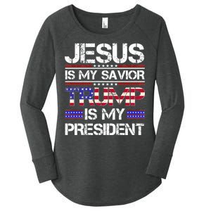 Jesus Is My Savior Trump Is My President Christian Women's Perfect Tri Tunic Long Sleeve Shirt