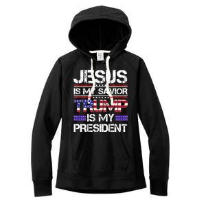 Jesus Is My Savior Trump Is My President Christian Women's Fleece Hoodie