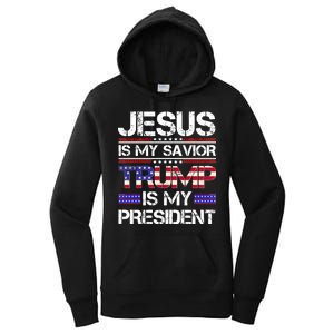 Jesus Is My Savior Trump Is My President Christian Women's Pullover Hoodie