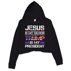 Jesus Is My Savior Trump Is My President Christian Crop Fleece Hoodie