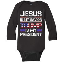 Jesus Is My Savior Trump Is My President Christian Baby Long Sleeve Bodysuit