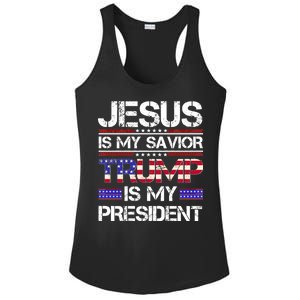 Jesus Is My Savior Trump Is My President Christian Ladies PosiCharge Competitor Racerback Tank