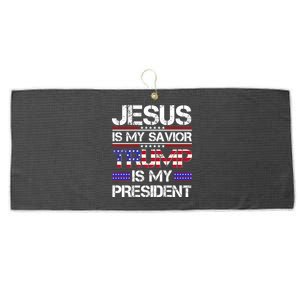 Jesus Is My Savior Trump Is My President Christian Large Microfiber Waffle Golf Towel