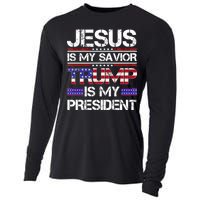 Jesus Is My Savior Trump Is My President Christian Cooling Performance Long Sleeve Crew