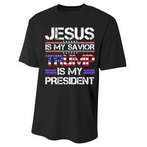 Jesus Is My Savior Trump Is My President Christian Performance Sprint T-Shirt