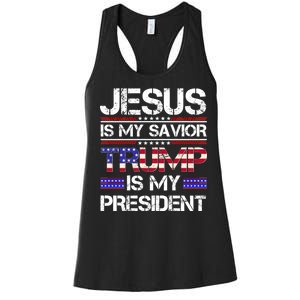 Jesus Is My Savior Trump Is My President Christian Women's Racerback Tank